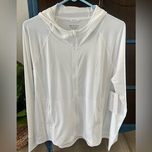 NEW Athleta Pacifica Illume UPF Relaxed Jacket White Large Zipped Lightweight